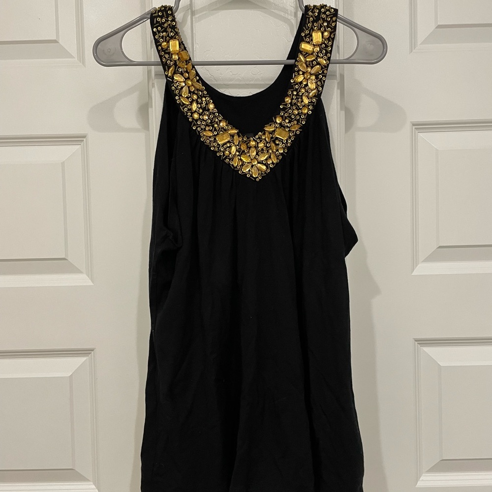 Black top with gold beading